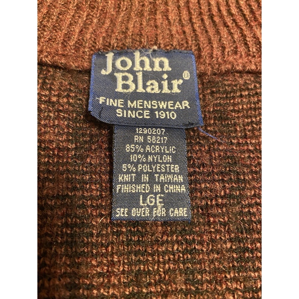Vtg John Blair Cardigan Ribbed Button Up Size L Burgundy Grandpacore academia - Picture 2 of 6